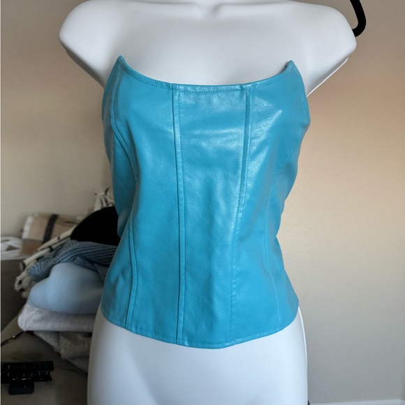 Faux Leather Strapless Crop - Picture 1 of 4